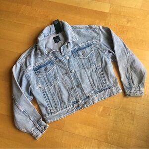 Wild Fable Cropped, Slightly Distressed, Jean Jacket, Light Blue, Size XS, NWT